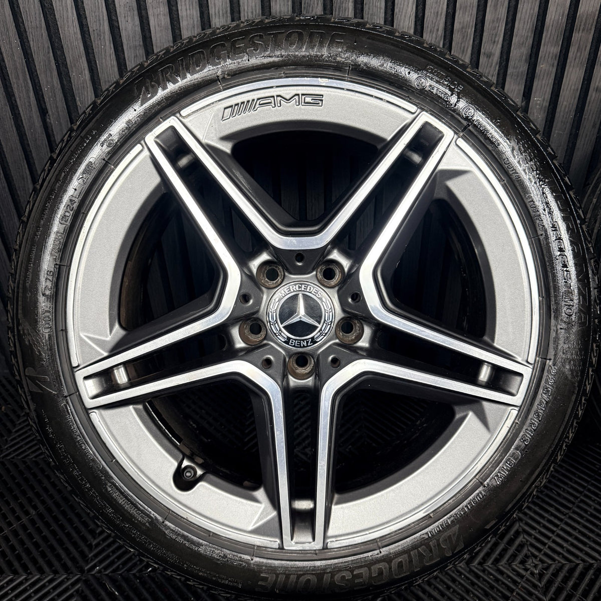 18'' Mercedes AMG C Class W205 Grey 5 Spoke Alloy Wheels Tyres Alloys Genuine