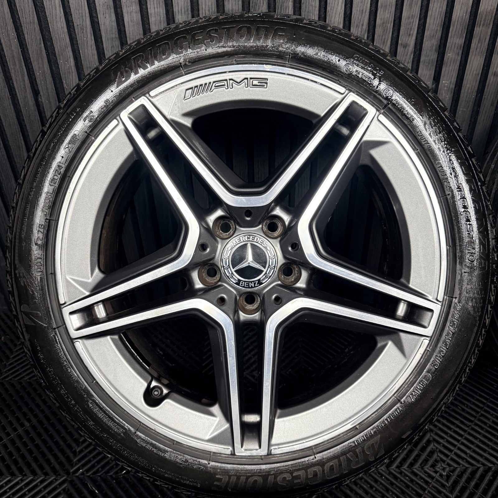 18'' Mercedes AMG C Class W205 Grey 5 Spoke Alloy Wheels Tyres Alloys Genuine
