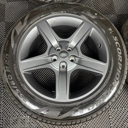 20'' GENUINE LAND ROVER DEFENDER 5 SPOKE 5094 GREY ALLOY WHEELS TYRES ALLOYS