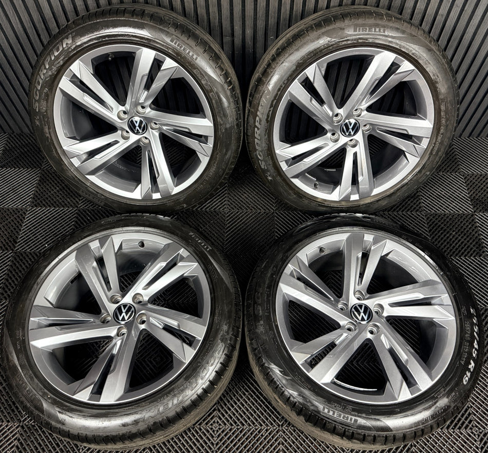 19'' VW Tiguan R Line Valencia Grey Alloy Wheels Tyre Alloys 5NA601025AG Genuine