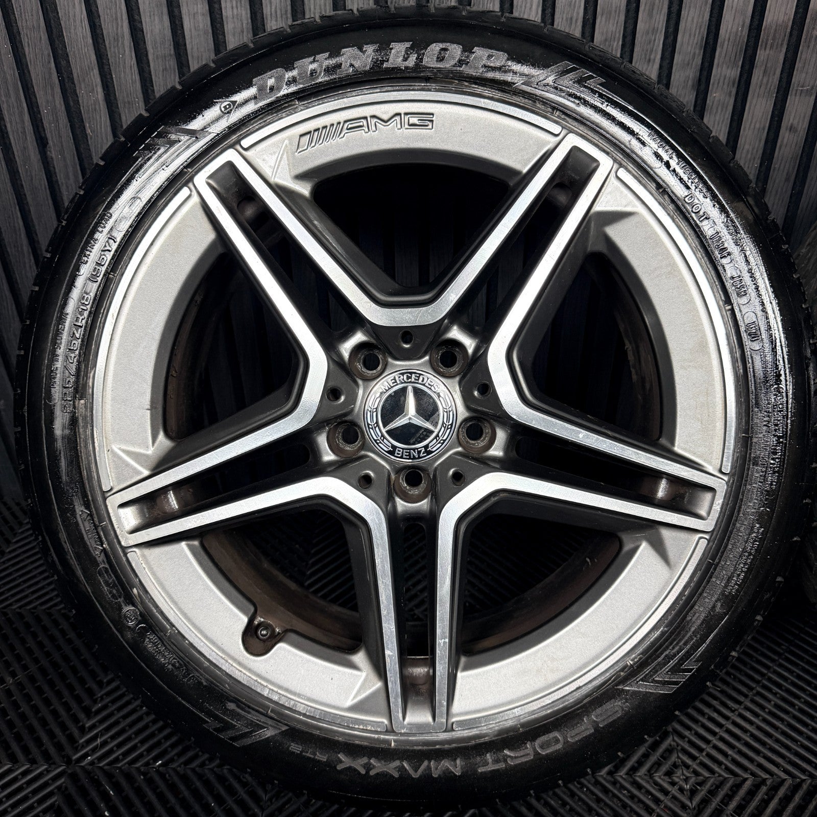 18'' Mercedes AMG C Class W205 Grey 5 Spoke Alloy Wheels Tyres Alloys Genuine