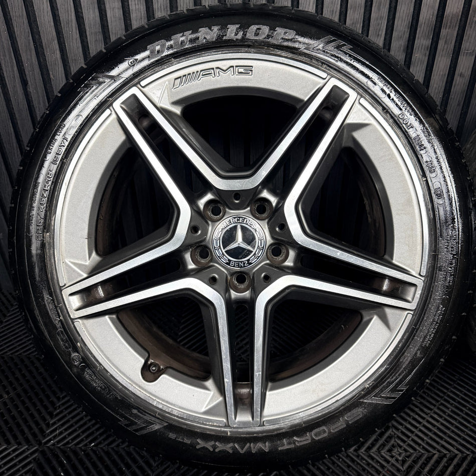 18'' Mercedes AMG C Class W205 Grey 5 Spoke Alloy Wheels Tyres Alloys Genuine