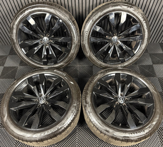 21'' GENUINE VW TOUAREG SUZUKA BLACK ALLOY WHEELS ALLOYS TYRES Q7 760601025D
