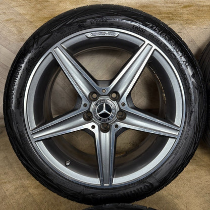 18'' GENUINE MERCEDES AMG C CLASS W205 GREY DC 5 SPOKE ALLOY WHEELS TYRES ALLOYS