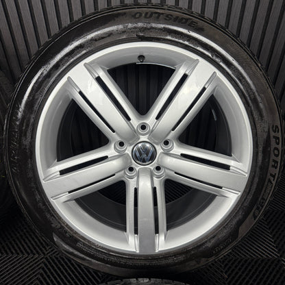 20'' GENUINE VW TOUAREG METROPOLITAN SILVER ALLOY WHEELS ALLOYS TYRES 7P6601025G