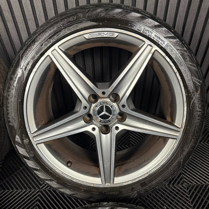 18'' GENUINE MERCEDES AMG C CLASS W205 GREY DC 5 SPOKE ALLOY WHEELS TYRES ALLOYS