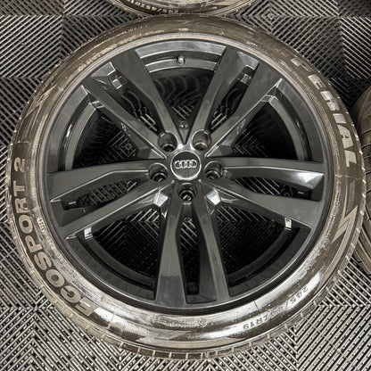 19" GENUINE AUDI A6 C8 S LINE BLACK 5 DOUBLE SPOKE ALLOY WHEELS TYRES 4K0601025H