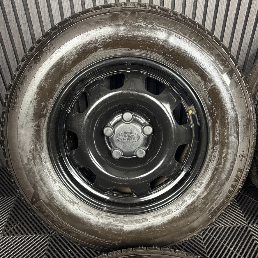 18'' GENUINE LAND ROVER DEFENDER BLACK 5093 STEEL WHEELS MICHELIN TYRES