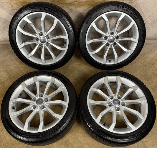 18'' GENUINE AUDI A4 S LINE SILVER B8 B9 ALLOY WHEELS ALLOYS TYRES 8W0601025H