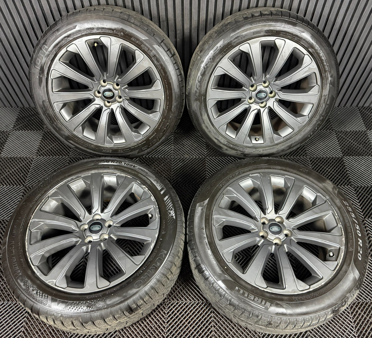 20'' GENUINE RANGE ROVER VELAR MULTISPOKE MATT GREY LAND ALLOY WHEELS TYRES