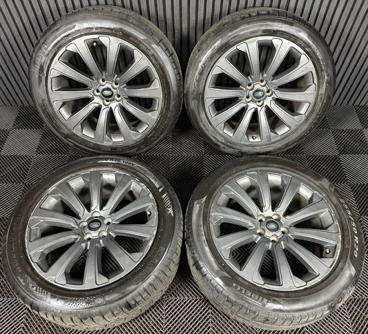 20'' GENUINE RANGE ROVER VELAR MULTISPOKE MATT GREY LAND ALLOY WHEELS TYRES