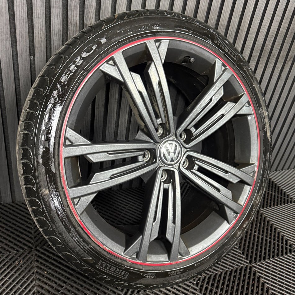 1X 18'' GENUINE VW GOLF GTD SEVILLE GREY GT GTI MK7 ALLOY WHEEL TYRE 5G0601025DR