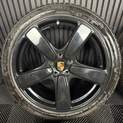 21'' GENUINE PORSCHE CAYENNE 92A BLACK ALLOY WHEELS ALLOYS TYRES 7P5601025BD