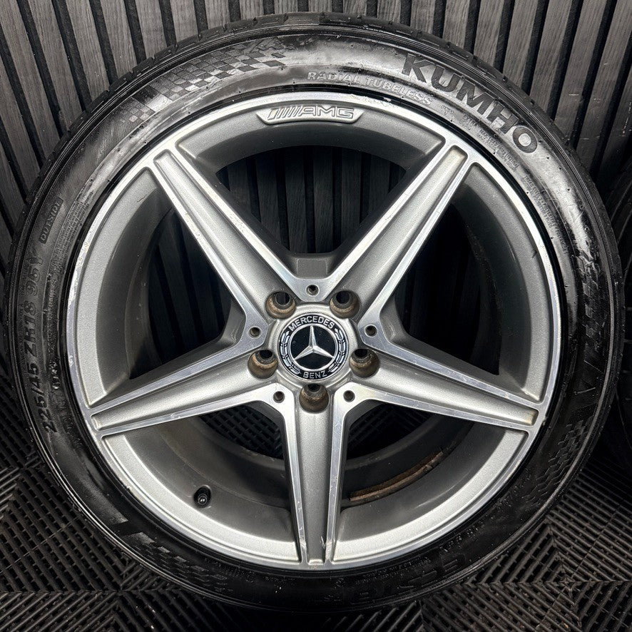 18'' Mercedes AMG C Class W205 Grey DC 5 Spoke Alloy Wheels Tyres Alloys Genuine