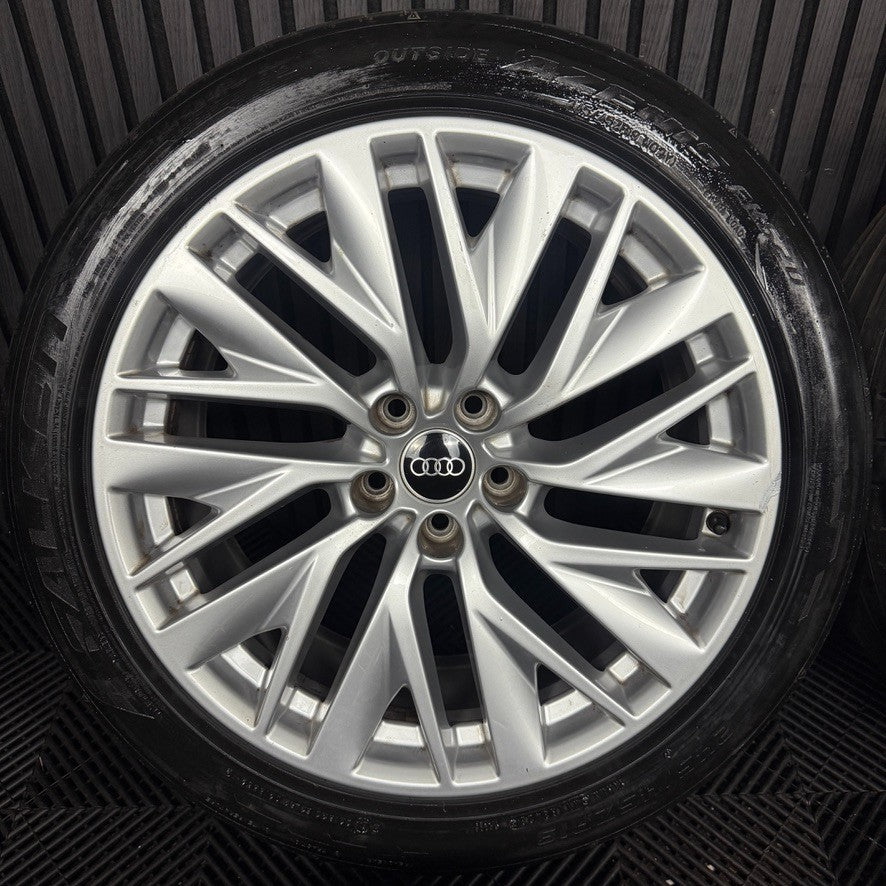 19" GENUINE AUDI A7 MULTISPOKE SILVER A8 ALLOY WHEELS TYRES 4K8601025E 5X112