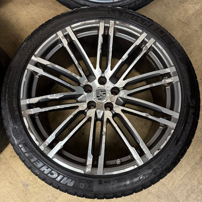 21'' GENUINE PORSCHE MACAN TURBO SPYDER ALLOY WHEELS TYRES 95B601025AT BA