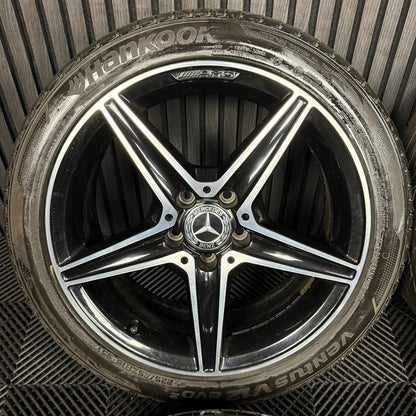 18" GENUINE MERCEDES AMG C CLASS W205 BLACK DC 5 SPOKE ALLOY WHEELS TYRES ALLOYS