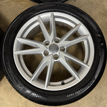 18'' GENUINE AUDI Q2 S LINE 5 DOUBLE SPOKE ALLOY WHEELS TYRES ALLOYS