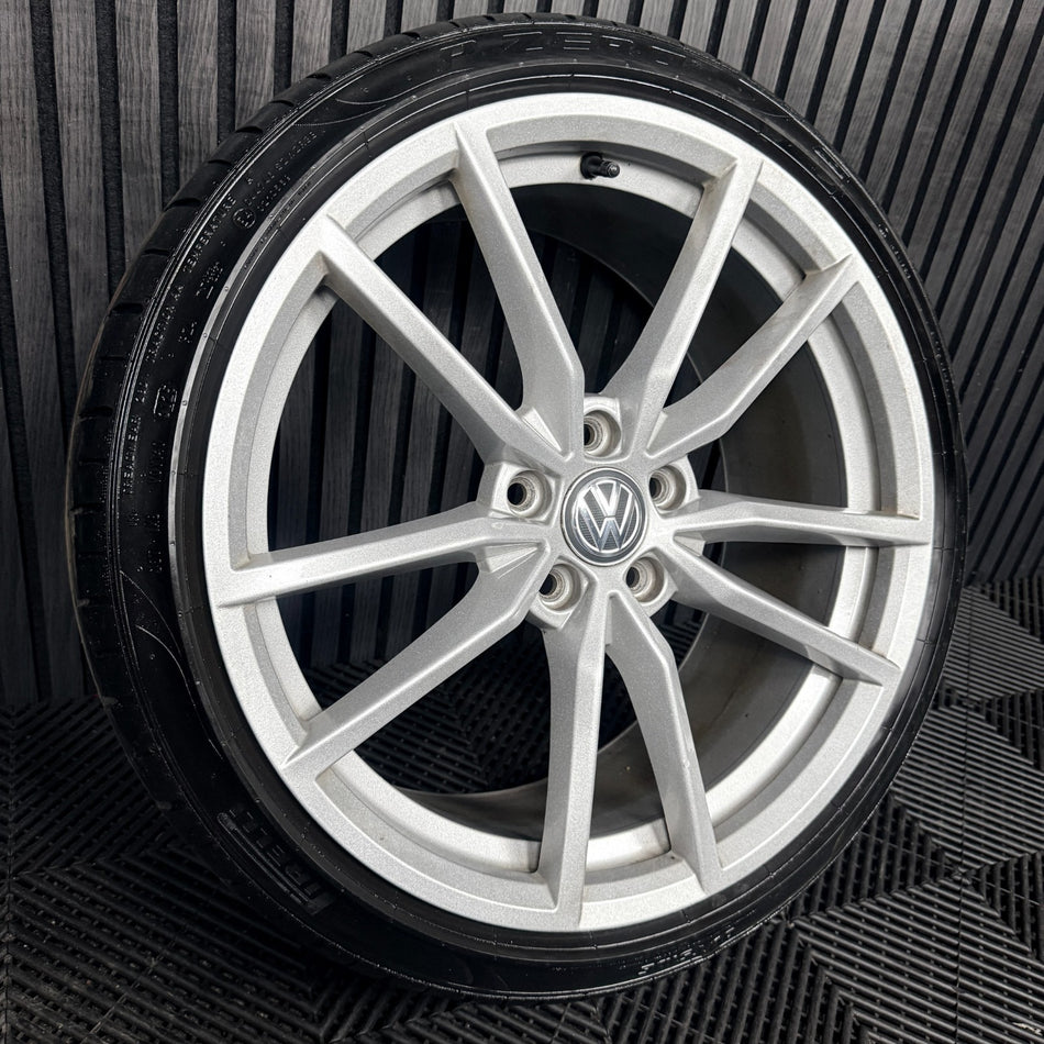 1X 19'' VW Golf R Pretoria Silver GTI MK7 Alloy Wheel Tyre 5G0601025AJ Genuine