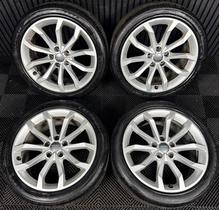 18'' Audi A4 Silver B8 B9 10 Spoke Alloy Wheels Alloys Tyres 8W0601025H Genuine