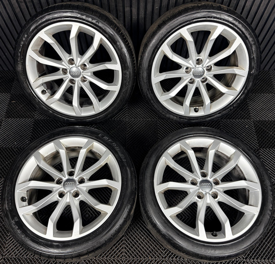 18'' Audi A4 Silver B8 B9 10 Spoke Alloy Wheels Alloys Tyres 8W0601025H Genuine