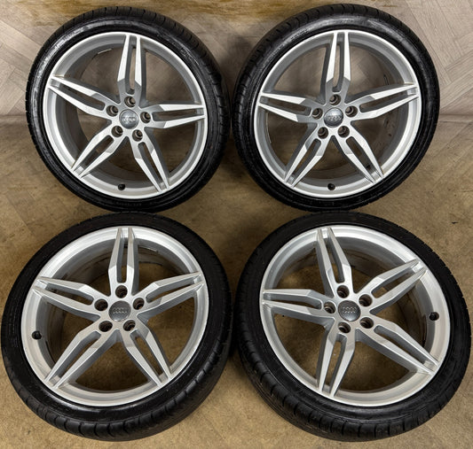 19'' GENUINE AUDI A5 S LINE S5 STAR SILVER ALLOY WHEELS ALLOYS TYRES 8W0601025AM