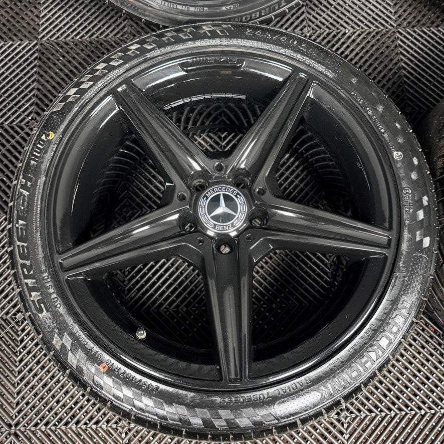 18'' Mercedes AMG C Class W205 Black 5 Spoke Alloy Wheels Tyres Alloys Genuine