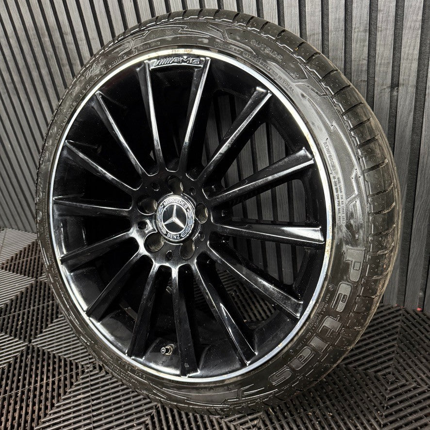 1X 19" GENUINE AMG MERCEDES C CLASS BLACK DC ALLOY WHEEL W205 REAR A2054011400