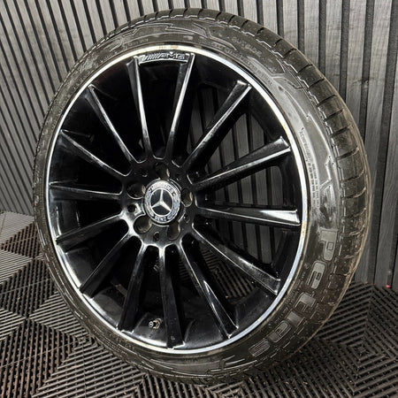1X 19" GENUINE AMG MERCEDES C CLASS BLACK DC ALLOY WHEEL W205 REAR A2054011400