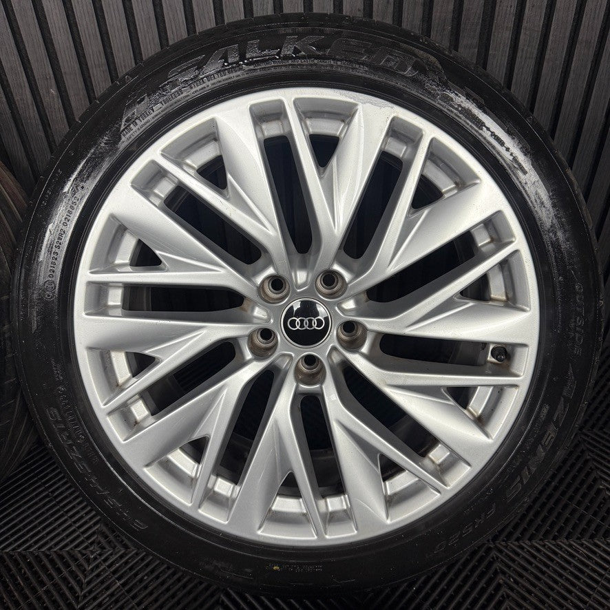19" GENUINE AUDI A7 MULTISPOKE SILVER A8 ALLOY WHEELS TYRES 4K8601025E 5X112