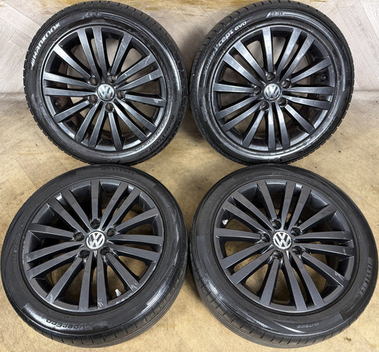 17'' GENUINE VW PASSAT MINNEAPOLIS B7 GREY ALLOY WHEELS TYRES ALLOYS 3AA601025G