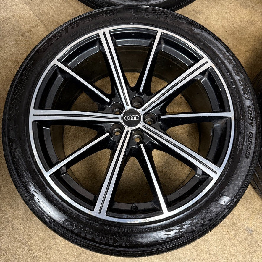 21'' GENUINE AUDI Q7 S LINE RS BLACK DC ALLOY WHEELS ALLOYS TYRES 4M0601025CC