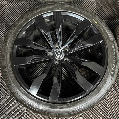 20'' GENUINE VW TIGUAN R LINE SUZUKA BLACK ALLOY WHEELS TYRES ALLOYS 5NA601025G