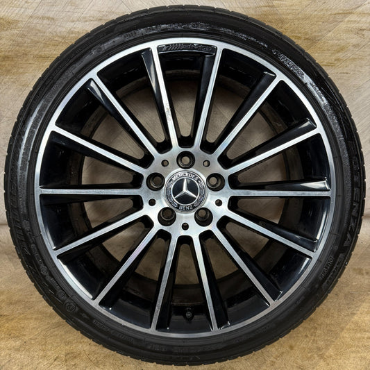 1X 19" GENUINE AMG MERCEDES C CLASS BLACK DC ALLOY WHEEL W205 FRONT A2054011300