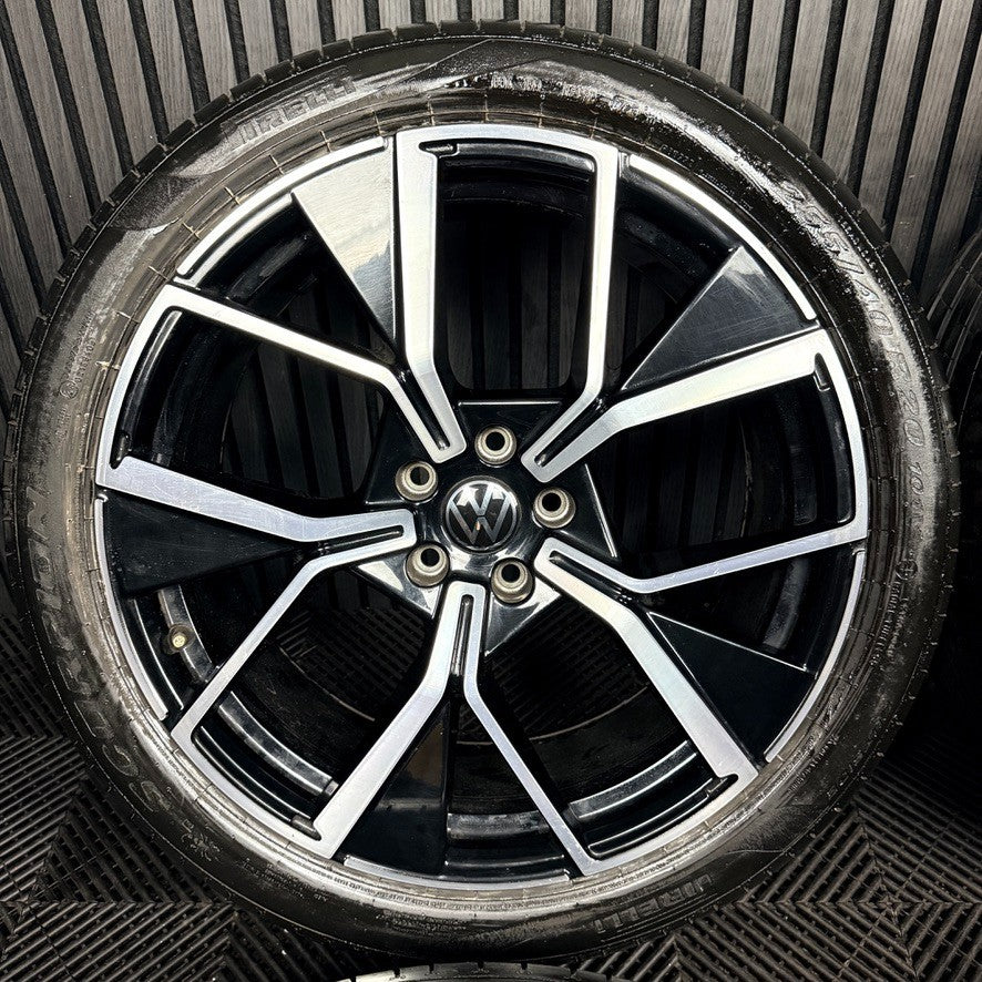 20" VW Tiguan R Line Leeds Black DC Alloy Wheels Tyres Alloys 571601025F Genuine