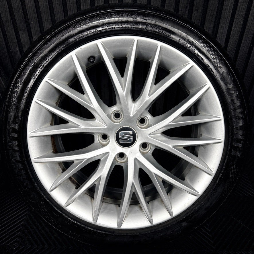 17'' Seat Leon MK3 MK2 FR Silver Alloy Wheels Alloys Tyres 5F0601025H Genuine