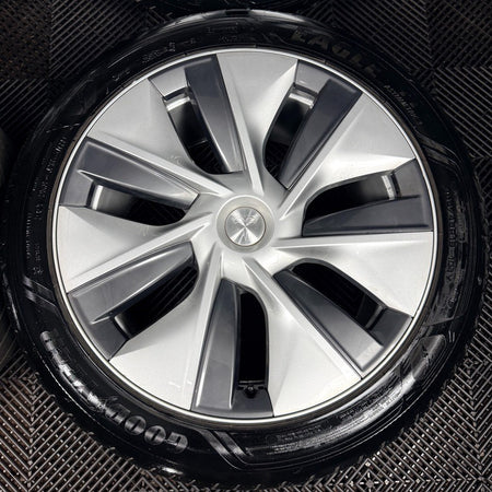 19'' Tesla Model Y Silver Alloy Wheels with Caps 1188222-00-B Genuine