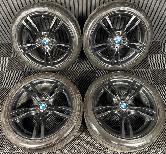18" GENUINE BMW 3 SERIES 400 M SPORT BLACK F30 F31 F32 E90 ALLOY WHEELS TYRES