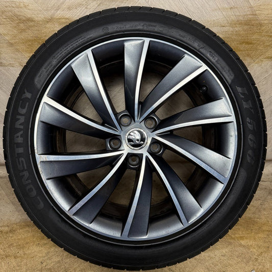 1X 18'' GENUINE SKODA SUPURB MK3 3V TYRE ALLOY WHEEL 3V0601025L SPARE
