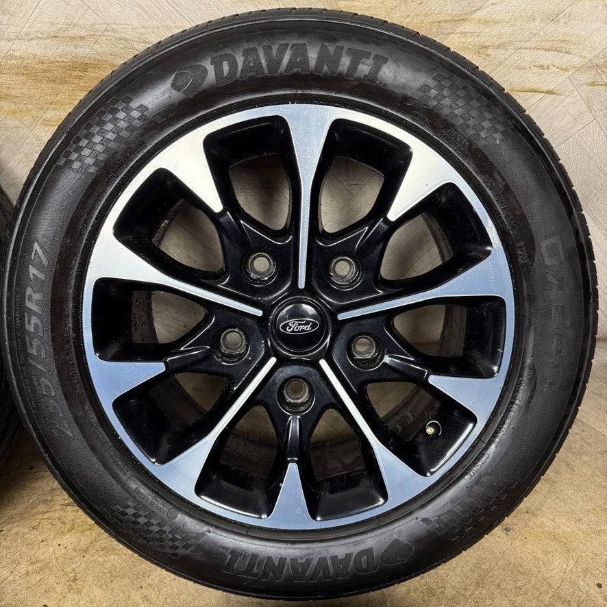 17" GENUINE FORD TRANSIT CUSTOM BLACK DC ALLOY WHEELS TYRES HK21EA