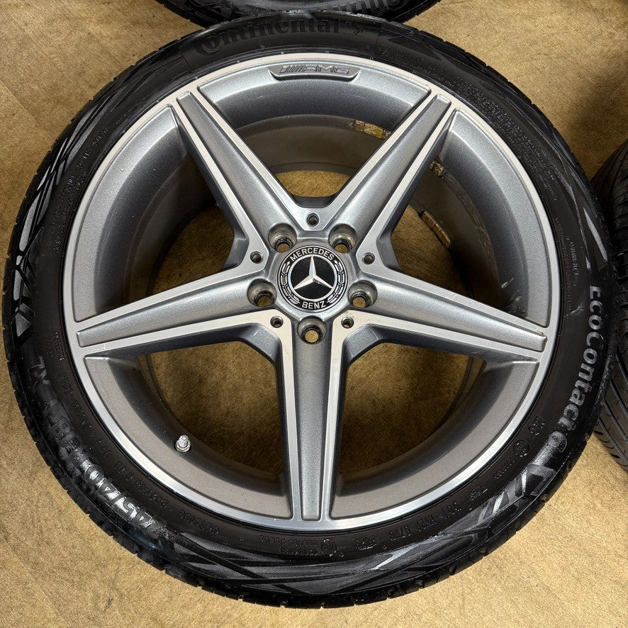 18'' GENUINE MERCEDES AMG C CLASS W205 GREY DC 5 SPOKE ALLOY WHEELS TYRES ALLOYS