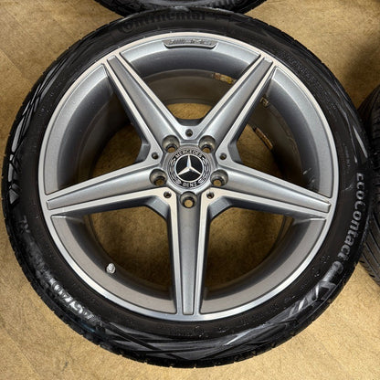 18'' GENUINE MERCEDES AMG C CLASS W205 GREY DC 5 SPOKE ALLOY WHEELS TYRES ALLOYS
