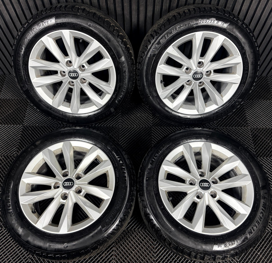 16'' GENUINE AUDI A3 SILVER MULTISPOKE ALLOY WHEELS ALLOYS TYRES 8Y0601025