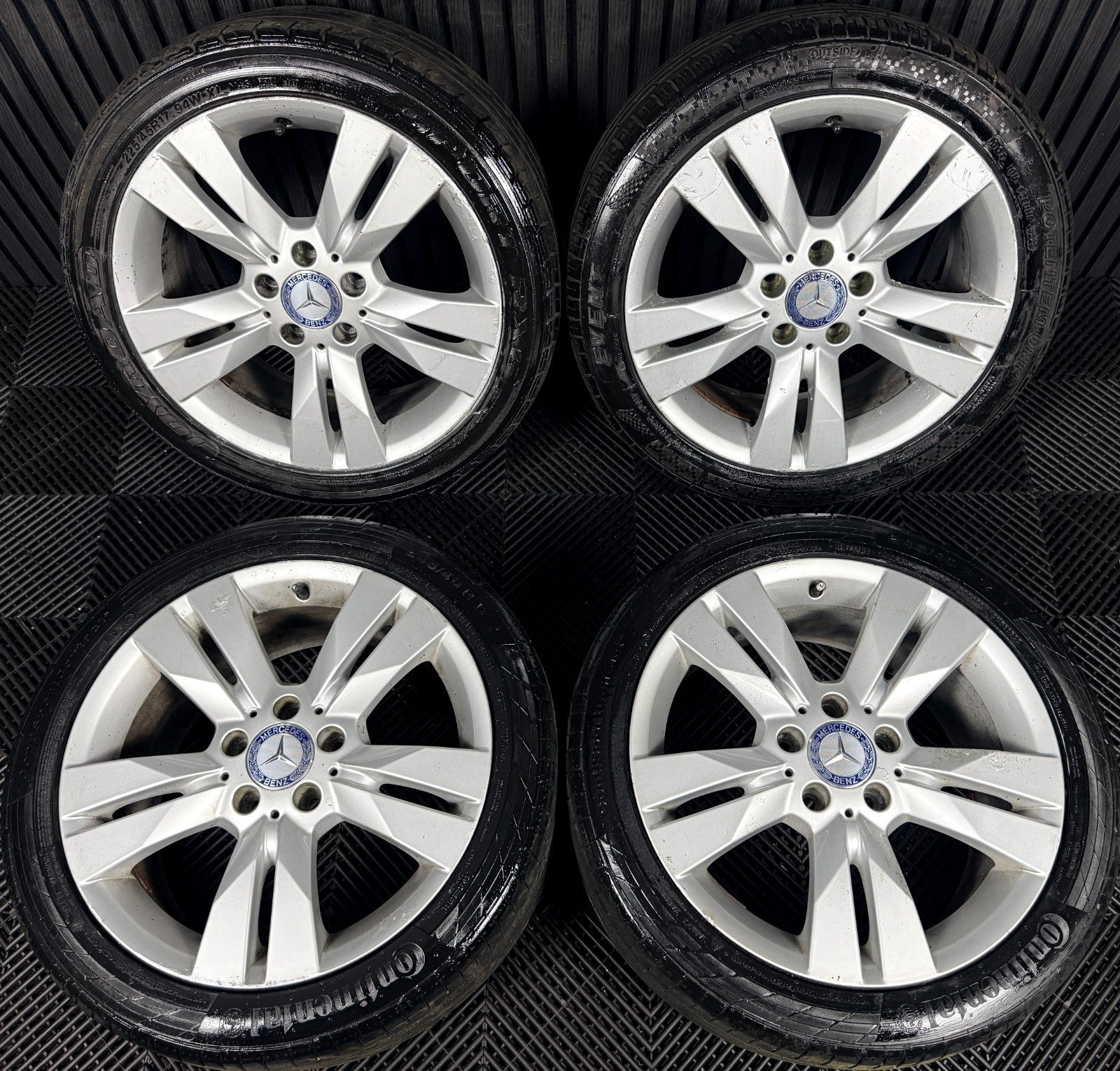 17" Mercedes C Class W204 Silver Alloy Wheels Tyres Alloys Genuine