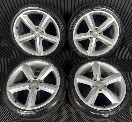 18'' GENUINE AUDI A4 5 SPOKE S LINE B8 B9 WHEELS ALLOYS TYRES 8K0601025CK