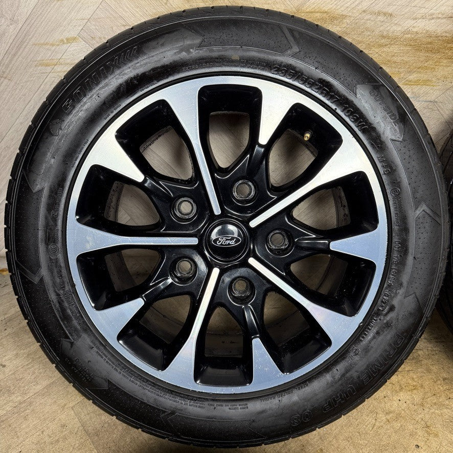 17" GENUINE FORD TRANSIT CUSTOM BLACK DC ALLOY WHEELS TYRES HK21EA