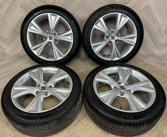 17'' GENUINE SEAT LEON MK4 MK3 ALLOY 5 SPOKE WHEELS TYRES ALLOYS GOLF CADDY MK2 A3