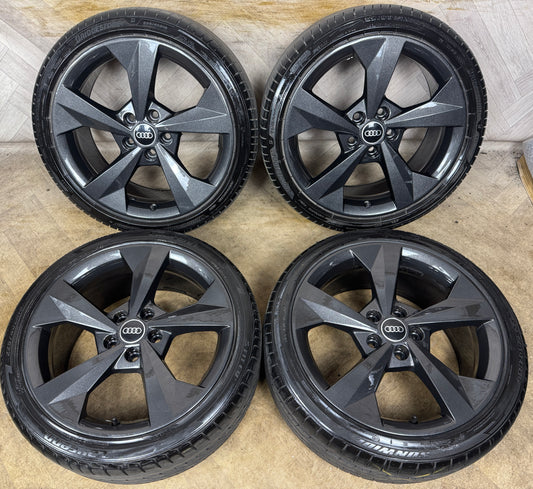 18'' GENUINE AUDI A3 S LINE 5 SPOKE GREY ALLOY WHEELS ALLOYS TYRES S3 GOLF CADDY 5X112 8Y0601025J