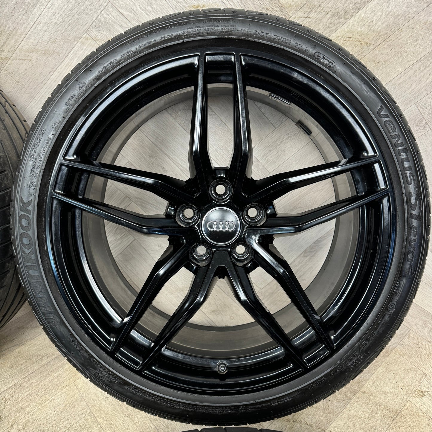 19'' GENUINE AUDI R8 BLACK 5 DOUBLE SPOKE GT V8 V10 TYRES ALLOY WHEELS ALLOYS