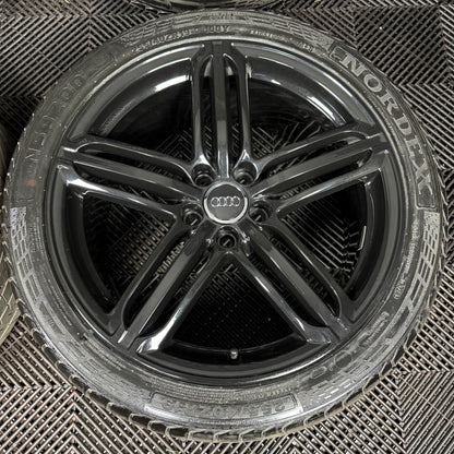 19'' GENUINE AUDI Q3 S LINE BLACK 5 TRIPLE SEGMENT ALLOY WHEELS TYRES ALLOYS